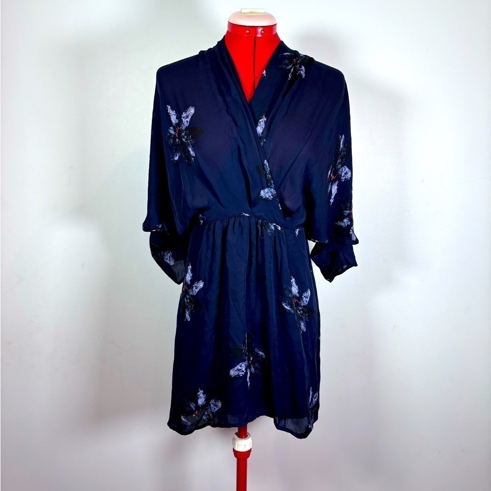 Aritzia Navy Blue Floral Mini Dress